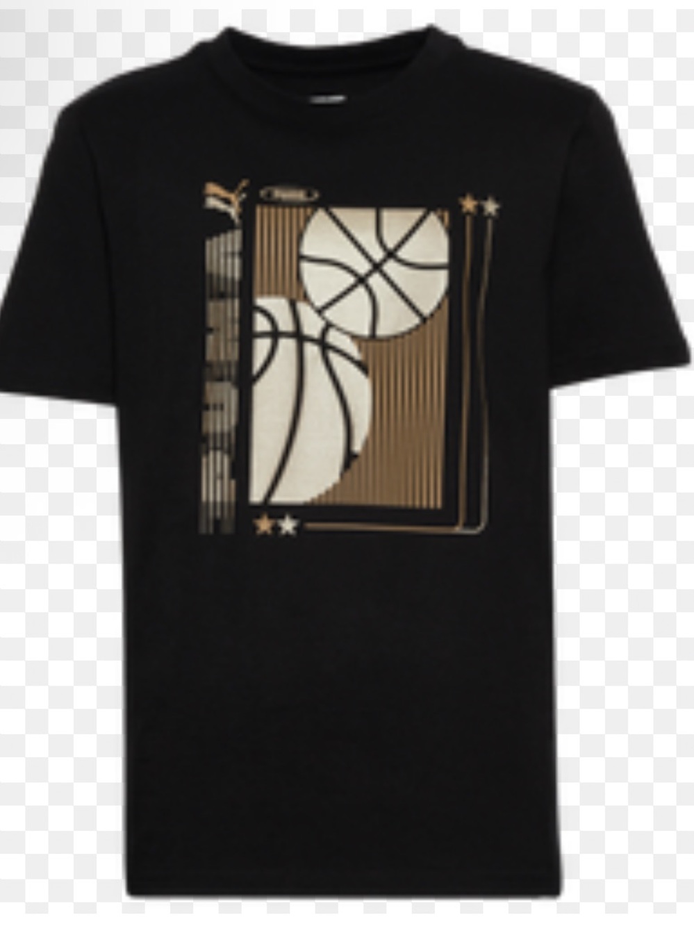 NWT Youth Puma Black Tee with Metallic Gold Graphic